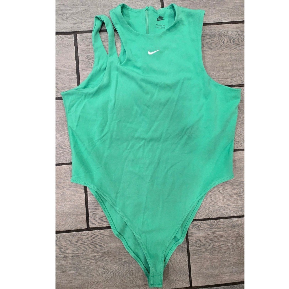 Nike Sportswear Essential Bodysuit Green Cutout Shoulder Swoosh XXL DV7886-350